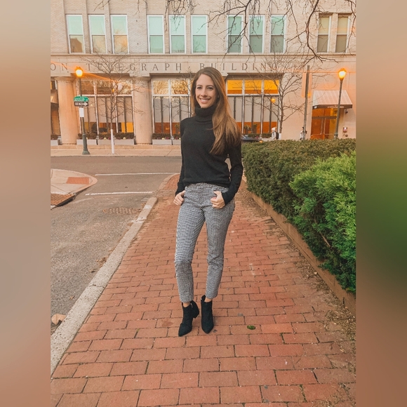 BANANA REPUBLIC Black White  Houndstooth Sloan Pants Ankle Skinny Size 12 - Picture 2 of 8